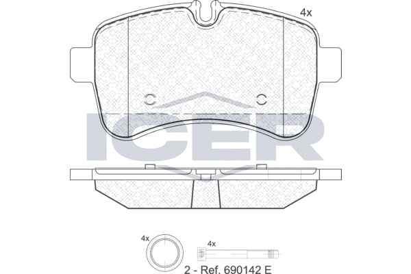 Комплект гальмівних накладок, дискове гальмо, Icer 141837