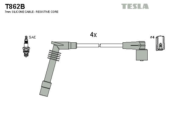 Комплект проводів високої напруги, TESLA Opel Omega 94-02 2.0), Tesla T862B