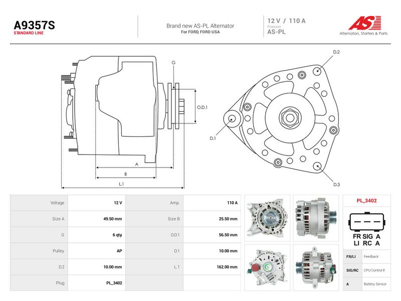 Generaator, AS-PL A9357S