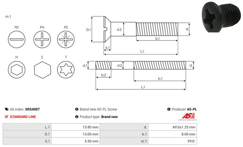 Remondikomplekt, generaator, AS-PL SRS4007