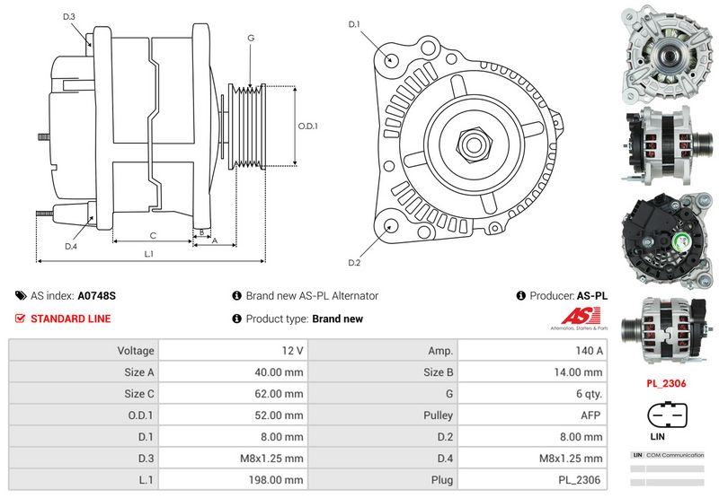 AS-PL A0748S Alternator