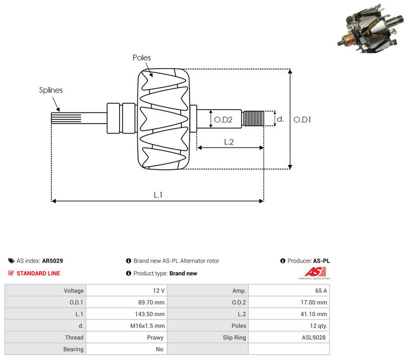 AS-PL AR5029 Rotor, alternator