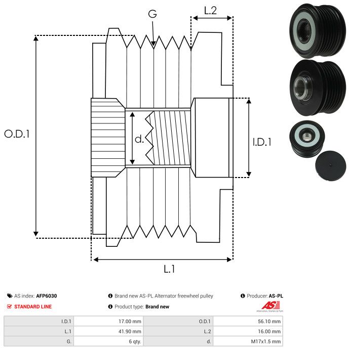 AS-PL AFP6030 Alternator Freewheel Clutch
