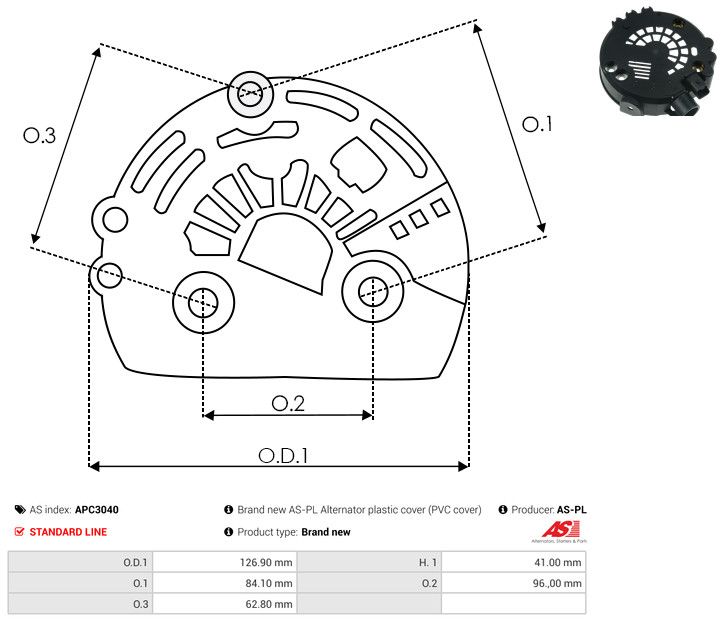 AS-PL APC3040 Protective Cap, alternator