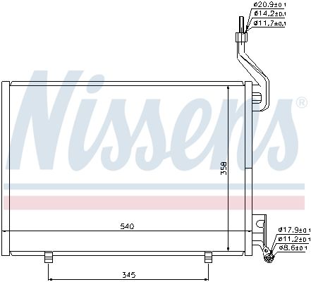 NISSENS FORD Радиатор кондиционера конденсатор FIESTA 1.6 D 08-540x358x16