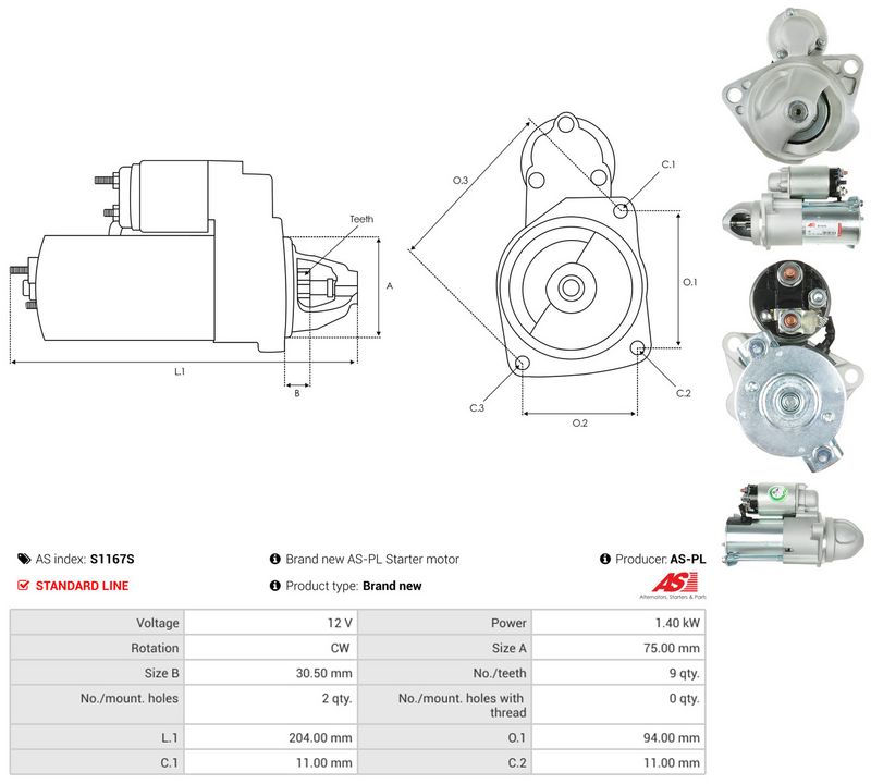 Starter, AS-PL S1167S