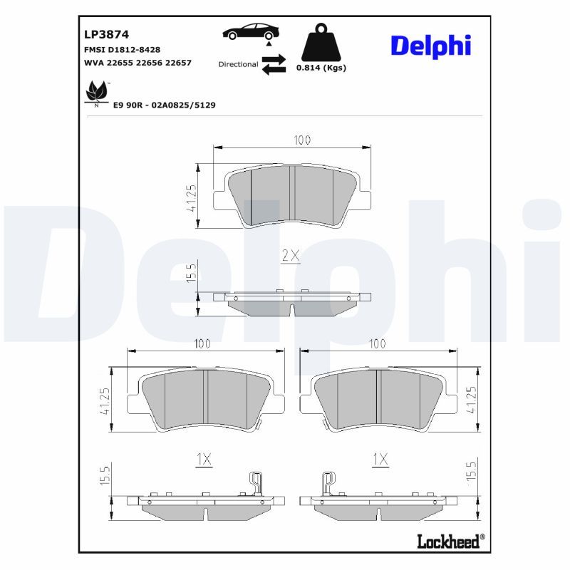 DELPHI LP3874 Brake Pad Set, disc brake
