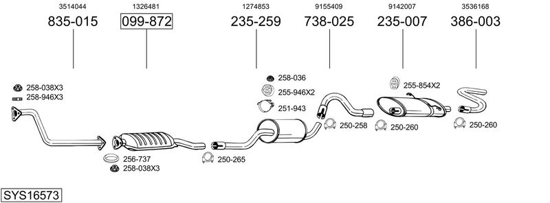 BOSAL kipufogórendszer SYS16573