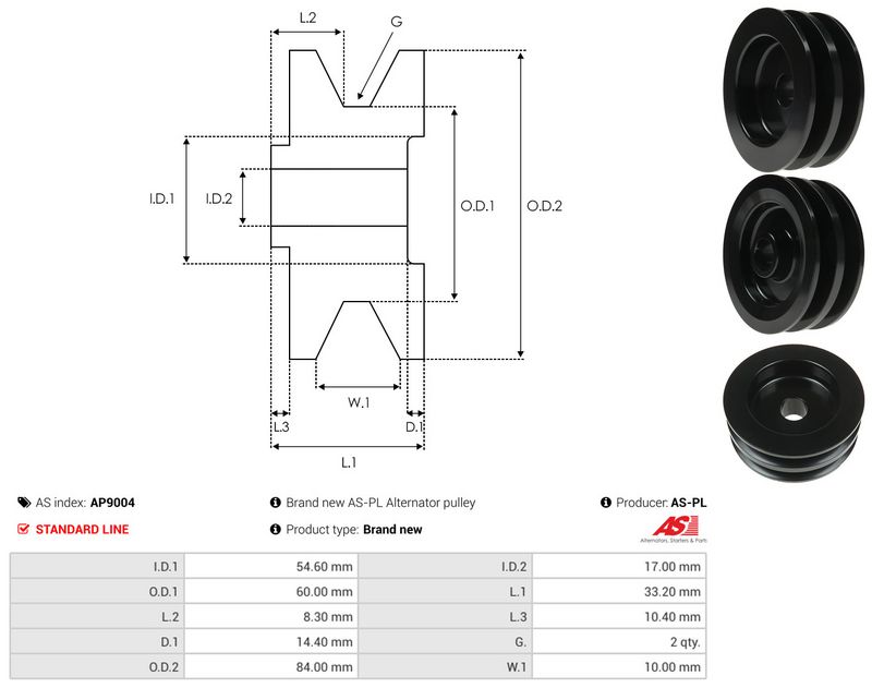 AS-PL AP9004 Belt Pulley, alternator