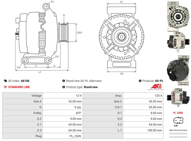 AS-PL A6106 Alternator