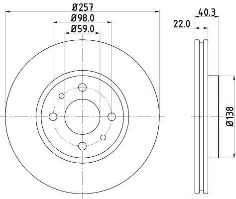 HELLA PRO FIAT гальмівний диск передній Doblo 1.6, Stilo CITROEN Nemo