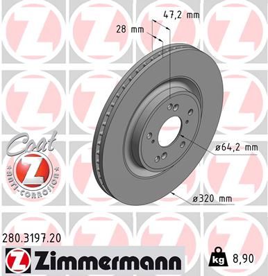 передні Honda CR-V (RW) 1.5 VTEC - 2.0 CVT Hybrid 18- 320x28 Zimmermann 280319720