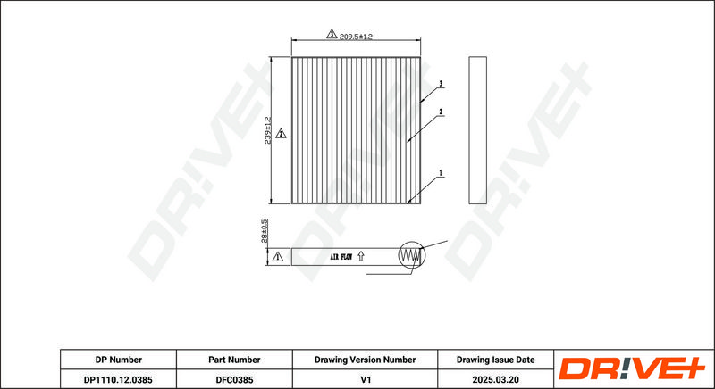 Filtru, aer habitaclu DP1110.12.0385 Dr!ve+