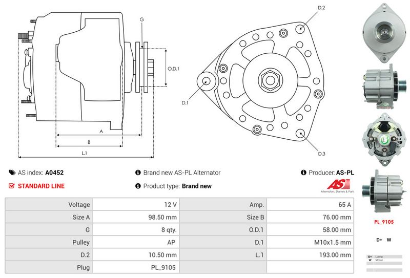 AS-PL A0452 Alternator