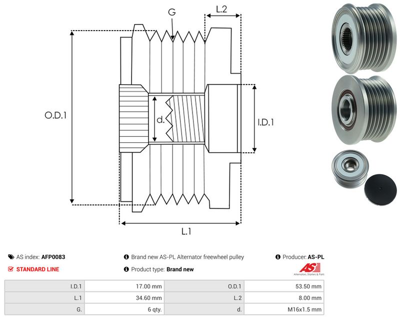 AS-PL AFP0083 Alternator Freewheel Clutch