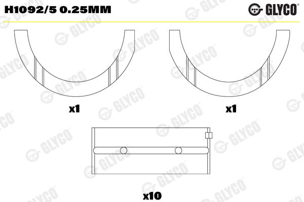 Вкладыши коренные FIAT 0,25mm 1,2/1,4 Doblo (выр-во GLYCO)