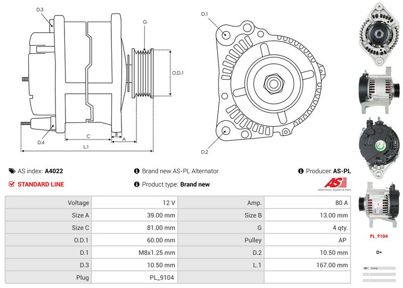 AS-PL A4022 Alternator