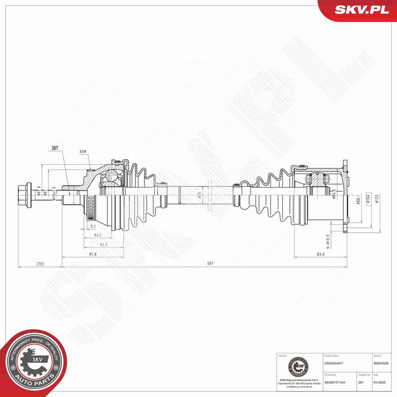 ESEN SKV 40SKV026 Drive Shaft