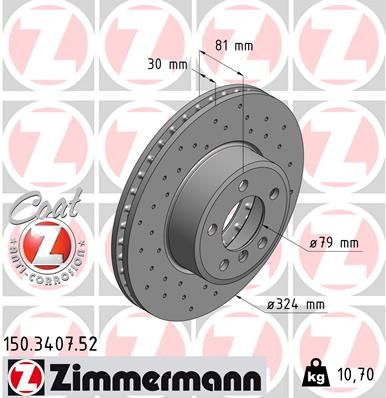 Гальмівний диск, Zimmermann 150.3407.52