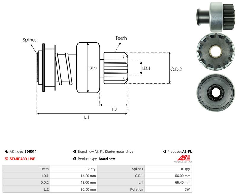 AS-PL SD5011 Freewheel Gear, starter