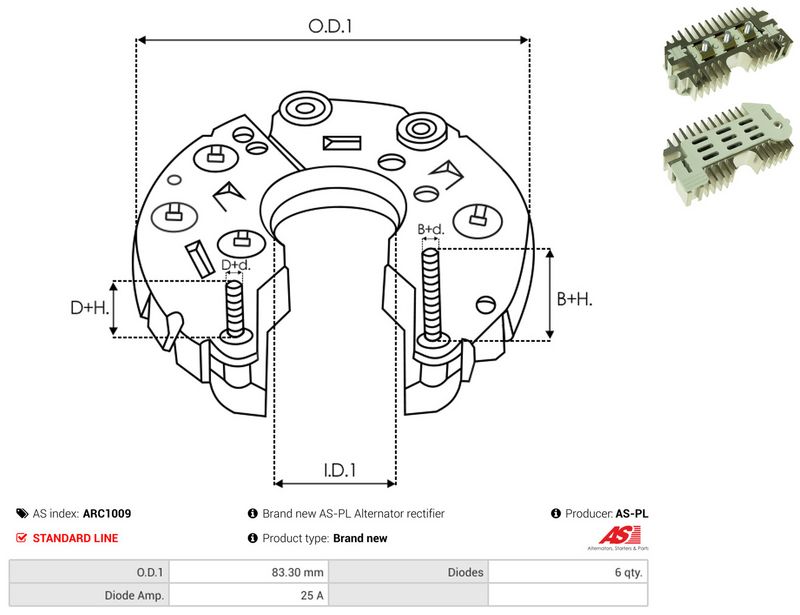 AS-PL ARC1009 Rectifier, alternator