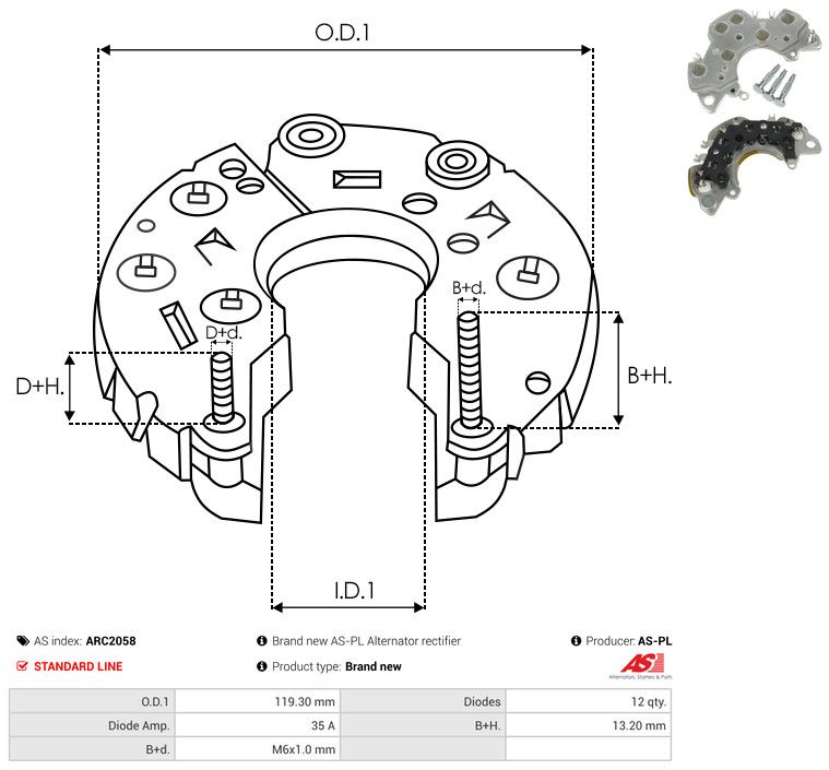 AS-PL ARC2058 Rectifier, alternator