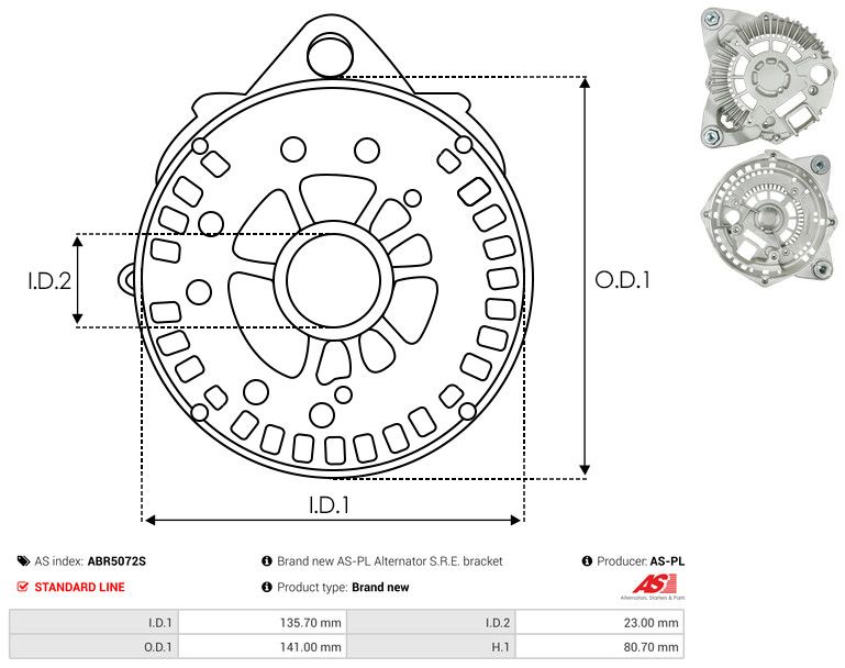 Kaitsekate, generaator, AS-PL ABR5072S