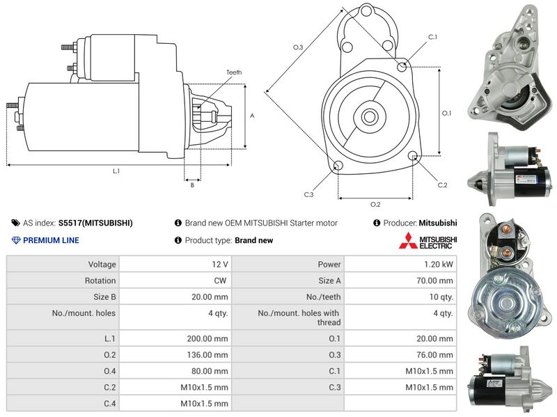 AS-PL S5517(MITSUBISHI) Starter