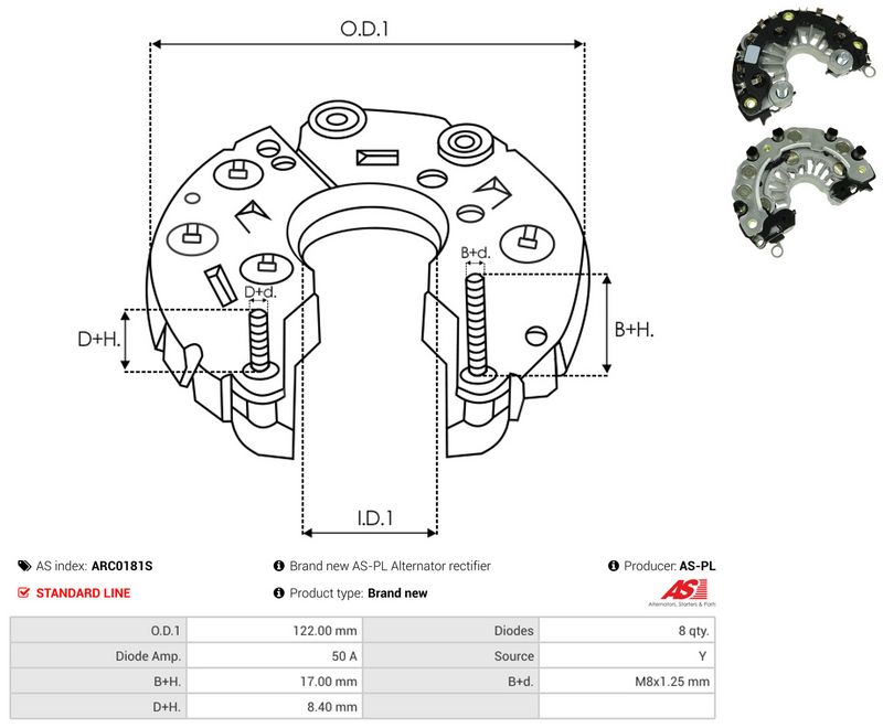 AS-PL ARC0181S Rectifier, alternator