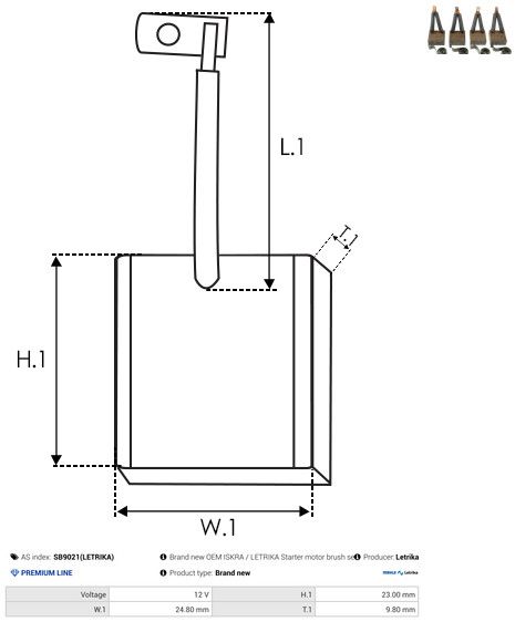 AS-PL SB9021(LETRIKA) Carbon Brush, starter