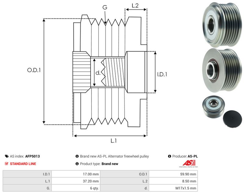 AS-PL AFP5013 Alternator Freewheel Clutch