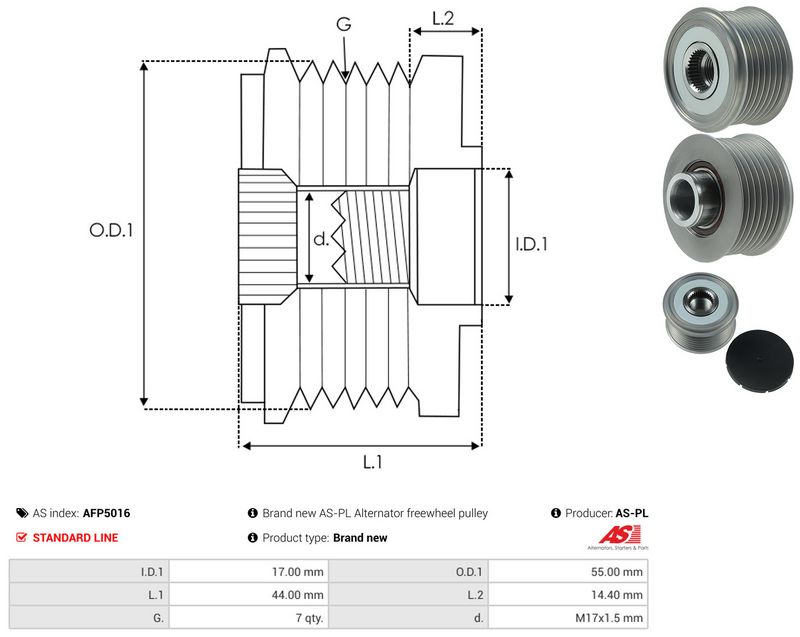 AS-PL AFP5016 Alternator Freewheel Clutch