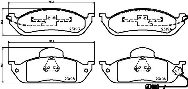 Комплект гальмівних накладок, дискове гальмо, Hella 8DB355008-661