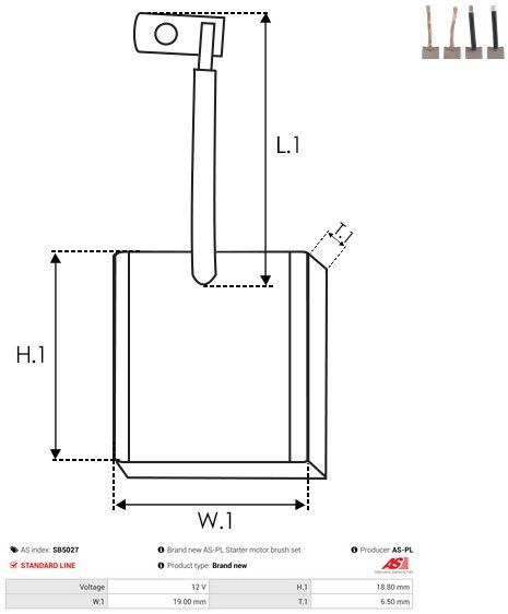 AS-PL SB5027 Carbon Brush, starter