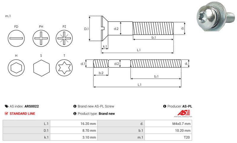 Remondikomplekt, generaator, AS-PL ARS0022