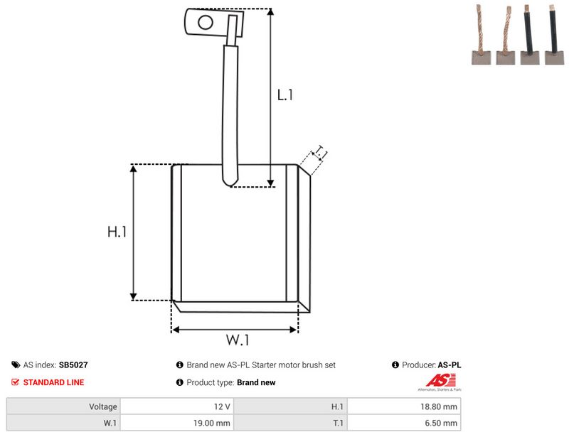 AS-PL SB5027 Carbon Brush, starter