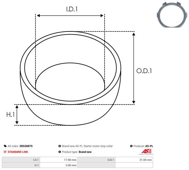 AS-PL SRS3087S Repair Kit, starter