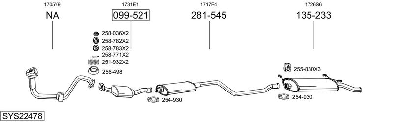 BOSAL kipufogórendszer SYS22478