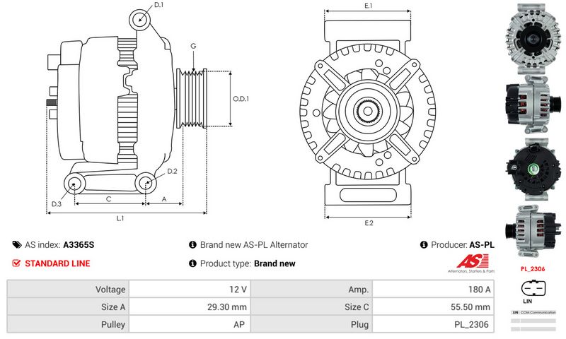 AS-PL A3365S Alternator