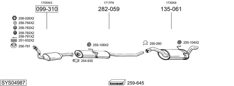 BOSAL kipufogórendszer SYS04987