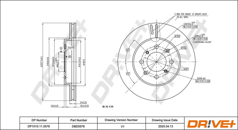 Disc frana DP1010.11.0578 Dr!ve+