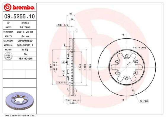 BREMBO Remschijf 09.5255.10