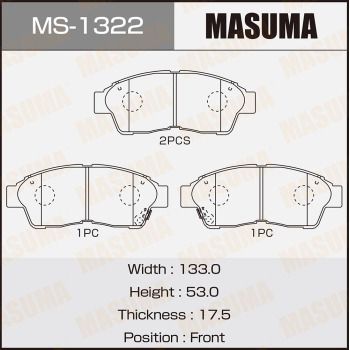 Комплект гальмівних колодок, Masuma MS1322