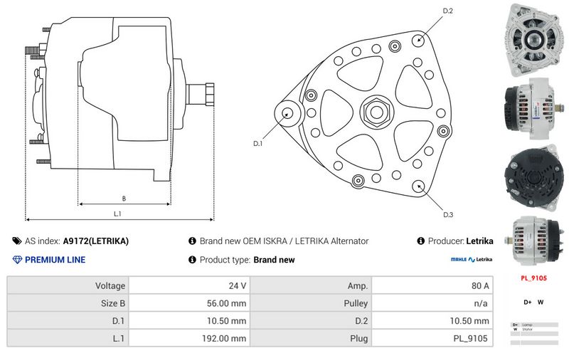 AS-PL A9172(LETRIKA) Alternator