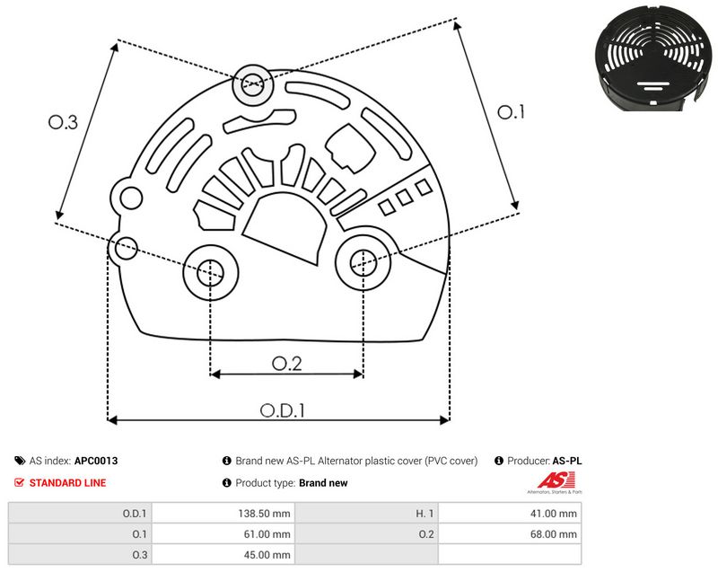 AS-PL APC0013 Protective Cap, alternator