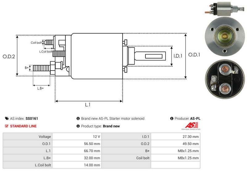 AS-PL SS0161 Solenoid Switch, starter