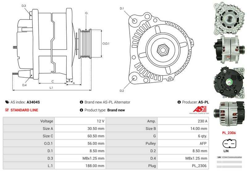 AS-PL A3404S Alternator