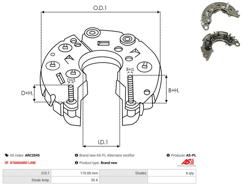 AS-PL ARC2045 Rectifier, alternator