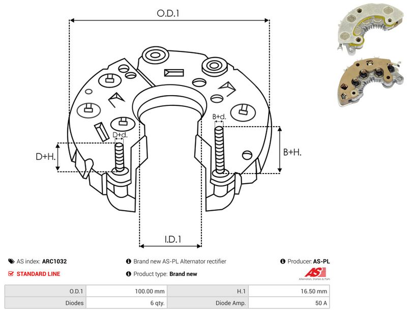 AS-PL ARC1032 Rectifier, alternator