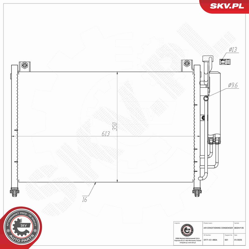 ESEN SKV 86SKV135 Condenser, air conditioning